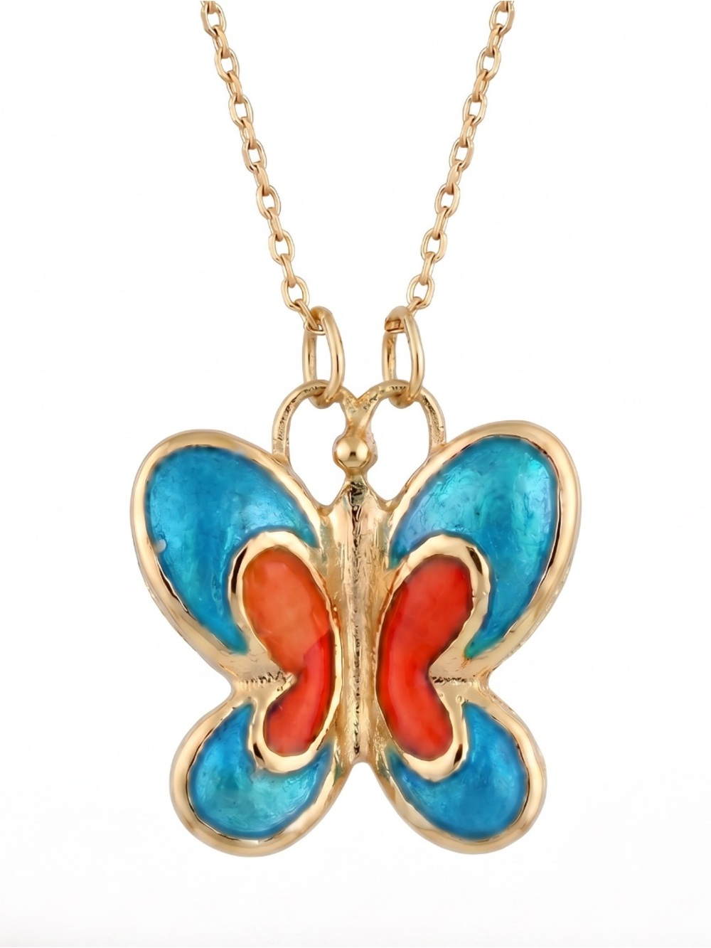 Vintage Italian Made 14k Solid Gold Butterfly Pendant Necklace!